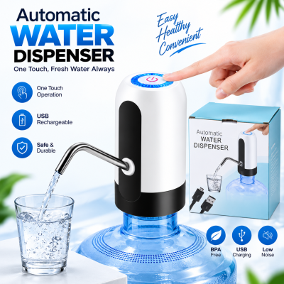 Rechargeable Electric Water Dispenser Pump – Universal Wireless Smart Drinking Water Bottle Pump with USB Charging, 360-Degree Rotation & One-Touch Operation